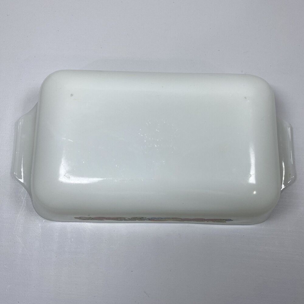 VTG Anchor Hocking Fire King Vegetable Fruit Pattern 1 qt. Loaf/Casserole Dish - Picture 8 of 9